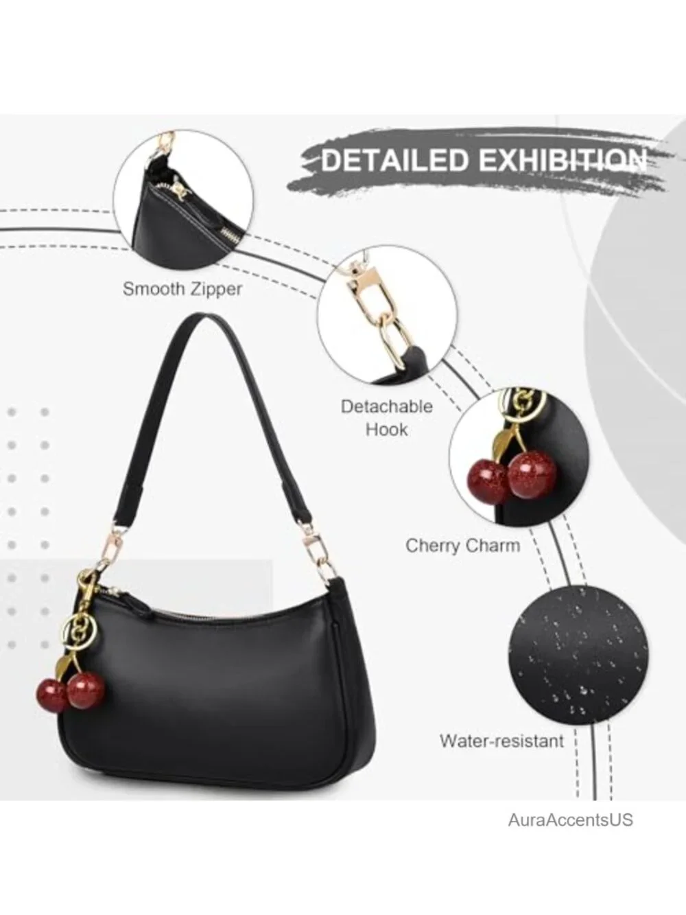 PU Leather Cherry Hobo Crossbody with Detachable Straps Cherry Charm
